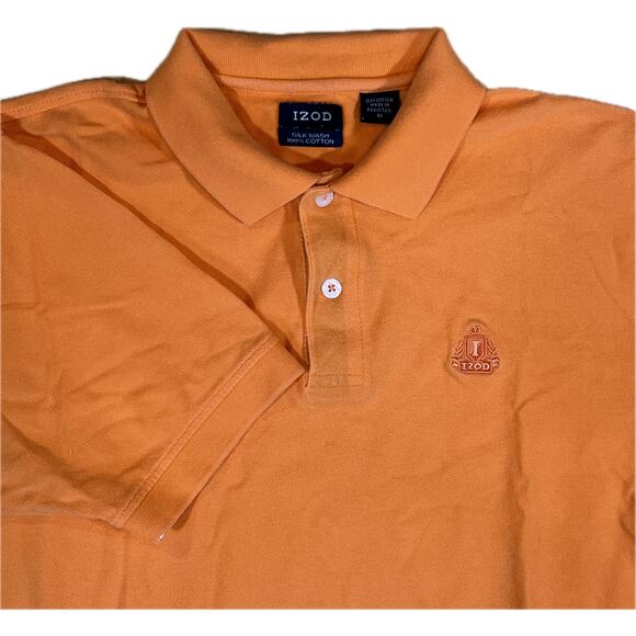 IZOD Silk-Wash Cotton Orange Crest Logo Polo Shirt Men’s Medium Classic Golf Fit - Picture 1 of 8